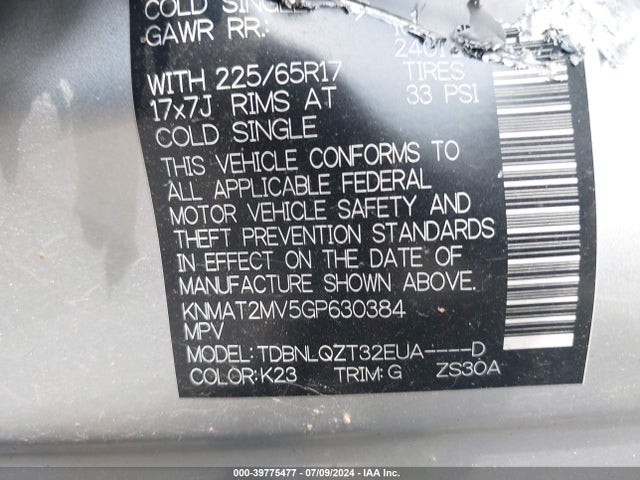 Nissan ROGUE SV 2016 KNMAT2MV5GP630384 Image 9