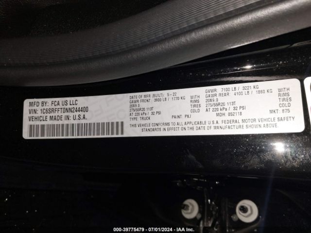 1C6SRFFT0NN244400 RAM 1500 Big Horn  4x4 5'7 Box