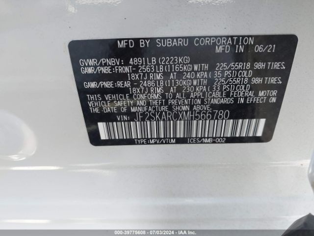 JF2SKARCXMH566780 Subaru Forester Sport