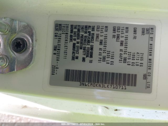 3N6CM0KN3LK710711 Nissan Nv200 Compact Cargo Sv Xtronic Cvt