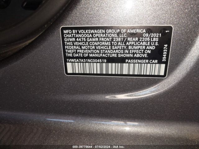1VWSA7A31NC004519 Volkswagen Passat 2.0t Se