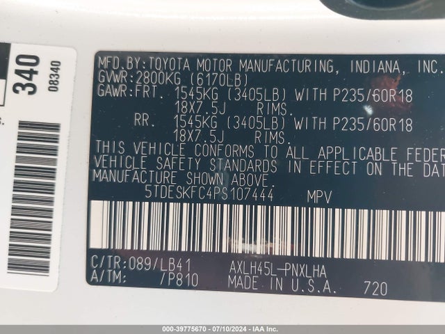 Toyota Sienna Platinum 2023 5TDESKFC4PS107444 Image 9
