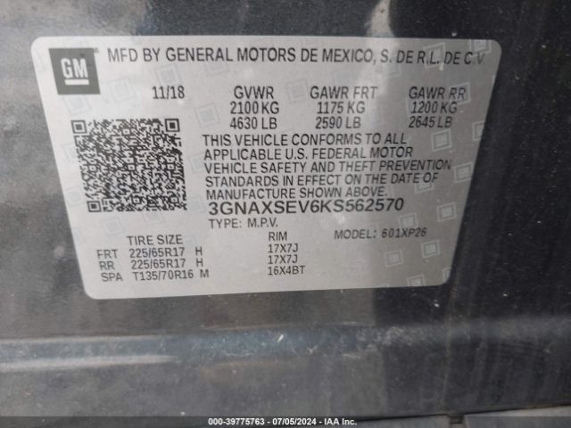 3GNAXSEV6KS562570 Chevrolet EQUINOX LS