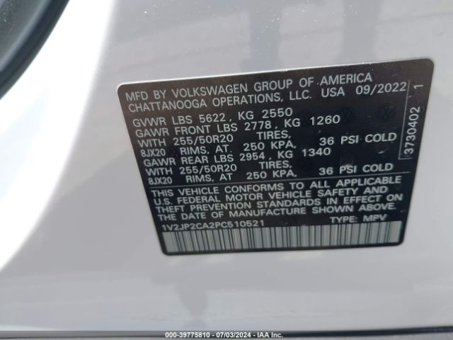 1V2JP2CA2PC510521 Volkswagen Atlas 2.0t Se W/technology