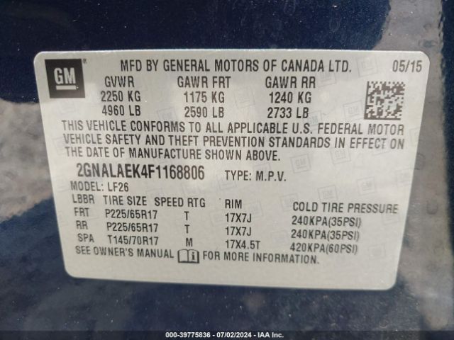 2GNALAEK4F1168806 Chevrolet EQUINOX LS