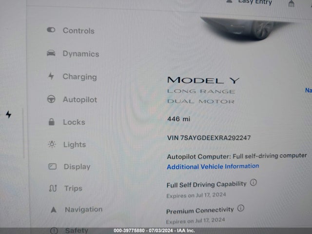 2024 TESLA MODEL Y 7SAYGDEEXRA292247 Photo 6