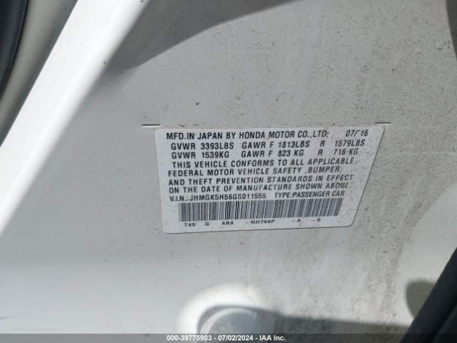 JHMGK5H56GS011555 Honda FIT LX