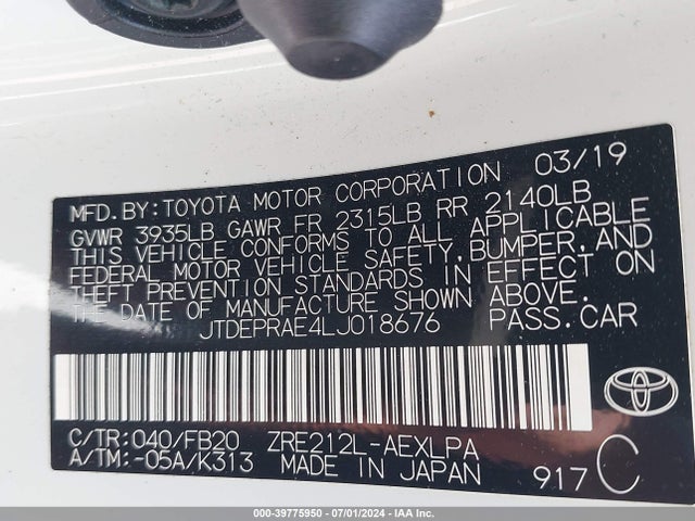 Toyota COROLLA LE 2020 JTDEPRAE4LJ018676 Image 9