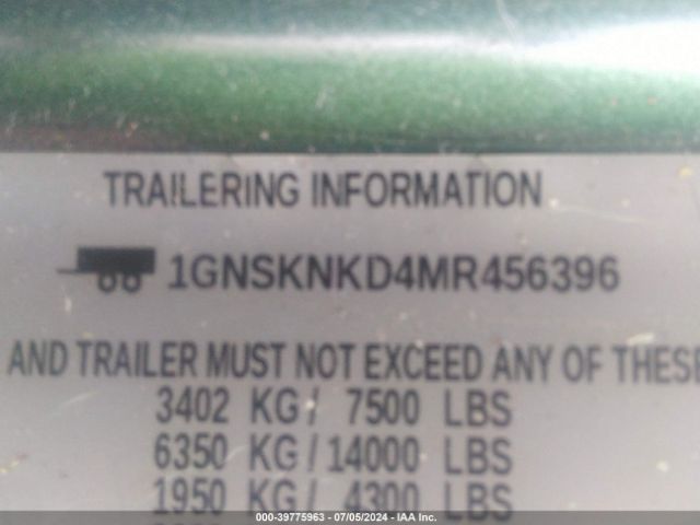1GNSKNKD4MR456396 Chevrolet Tahoe 4wd Lt