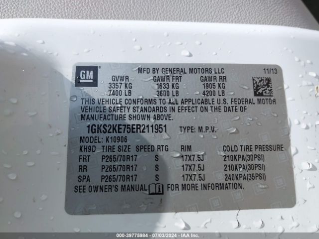 1GKS2KE75ER211951 GMC Yukon Xl 1500 Slt