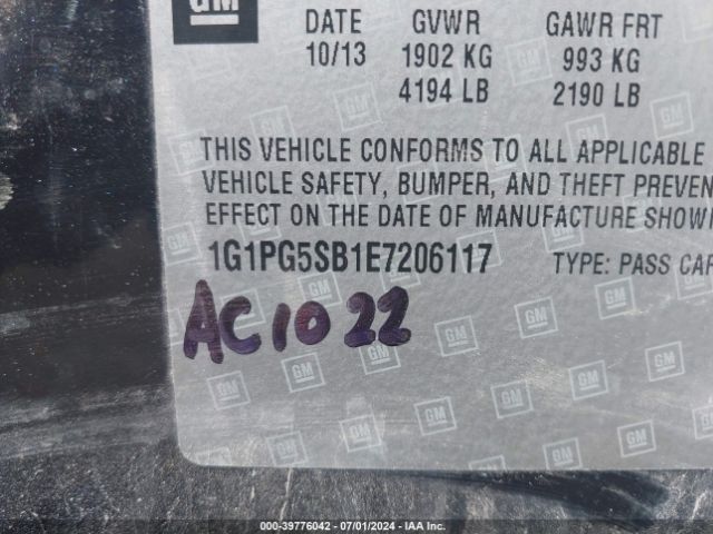 1G1PG5SB1E7206117 Chevrolet CRUZE LTZ