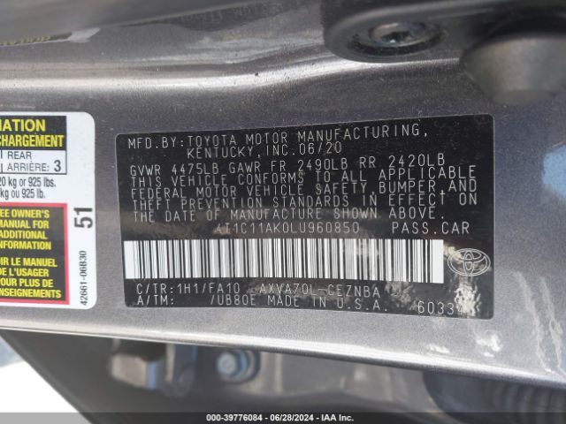 4T1C11AK0LU960850 Toyota CAMRY LE
