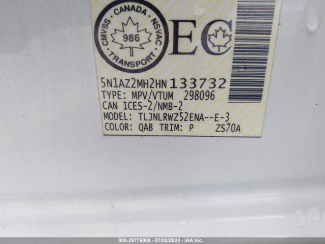 Nissan Murano 2017 5N1AZ2MH2HN133732 Image 9