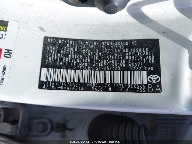 Toyota Corolla S Premium 2014 5YFBURHE5EP054103 Image 9