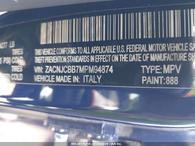 ZACNJCBB7MPM94874 Jeep Renegade Latitude Fwd