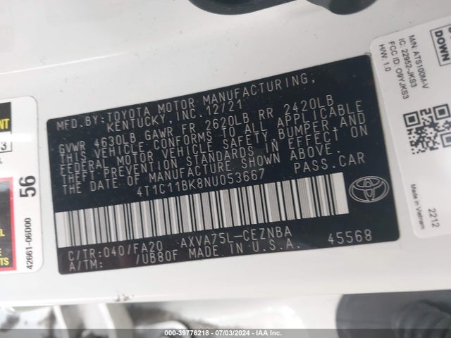 Toyota Camry Le Awd 2022 4T1C11BK8NU053667 Image 9