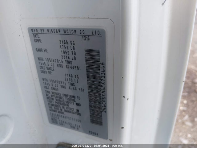 Nissan NV200 SV 2015 3N6CM0KN6FK731668 Image 9