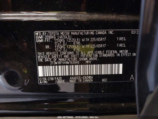Toyota Rav4 Xle 2022 2T3W1RFV4NW193948 Image 9