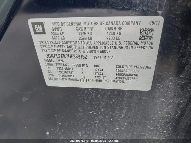 Chevrolet EQUINOX LT 2017 2GNFLFEK7H6339752 Image 9
