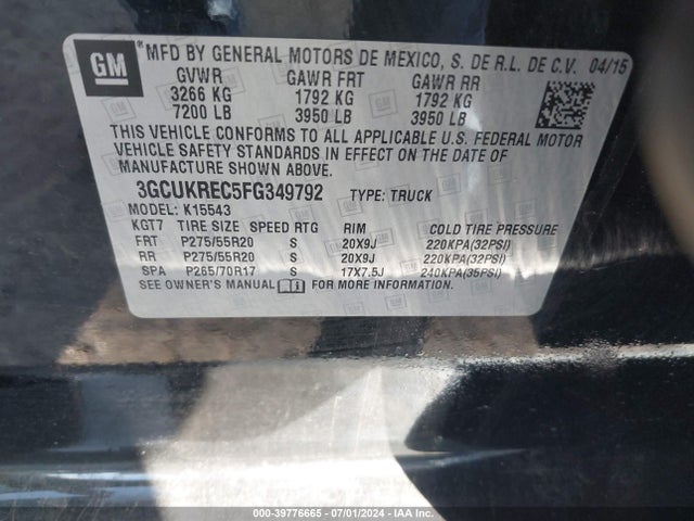 Chevrolet Silverado 1500 1lt 2015 3GCUKREC5FG349792 Image 9