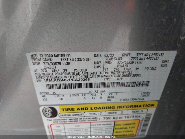 Ford Expedition Limited 2023 1FMJU2A87PEA29268 Image 9