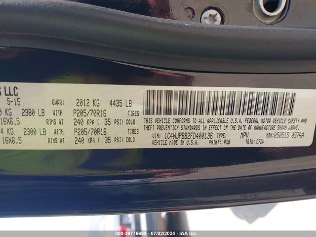 Jeep Patriot Sport 2015 1C4NJPBB2FD400136 Image 9