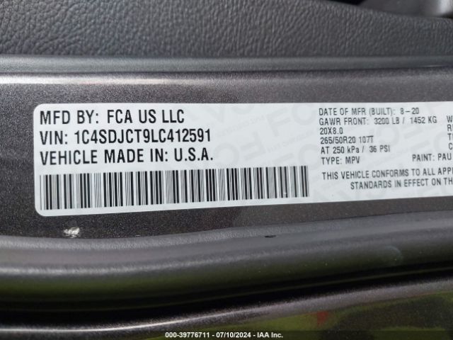 1C4SDJCT9LC412591 Dodge Durango R/t Awd