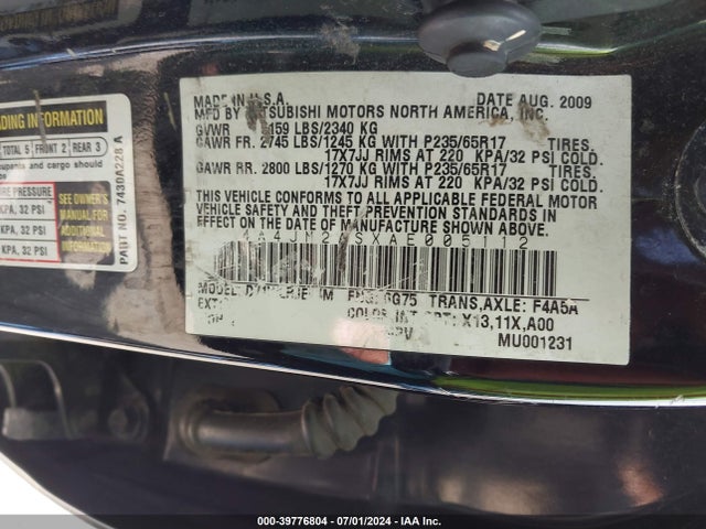 2010 MITSUBISHI ENDEAVOR 4A4JM2ASXAE005112 Photo 8