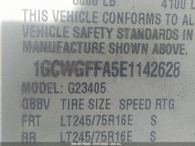 1GCWGFFA5E1142628 Chevrolet Express 2500 Work Van