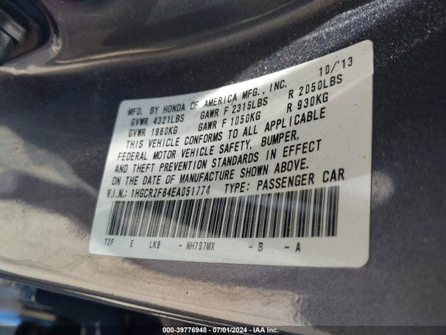 Honda Accord Ex-l 2014 1HGCR2F84EA051774 Image 9