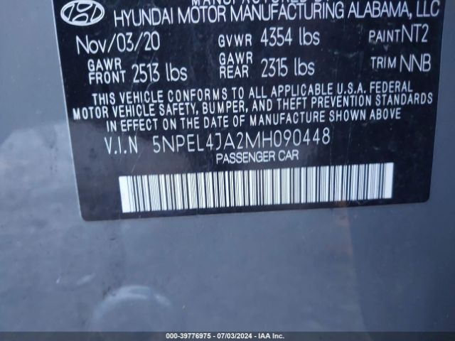 5NPEL4JA2MH090448 Hyundai SONATA SEL