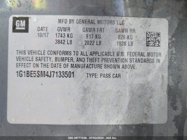 Chevrolet Cruze Lt Auto 2018 1G1BE5SM4J7133501 Image 9