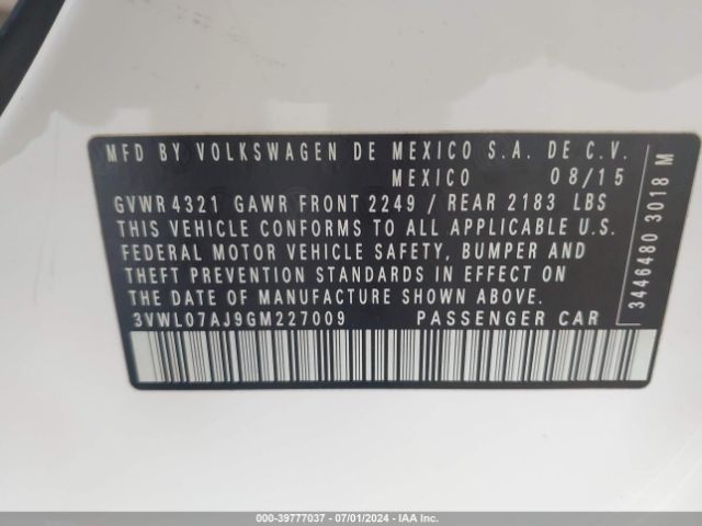 3VWL07AJ9GM227009 Volkswagen Jetta 1.8t Sel