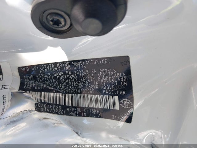 Toyota CAMRY SE 2015 4T1BF1FK8FU107865 Image 9