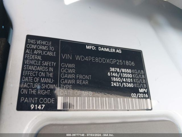 WD4PE8DDXGP251806 Mercedes-Benz Sprinter 2500 High  Roof/high Roof