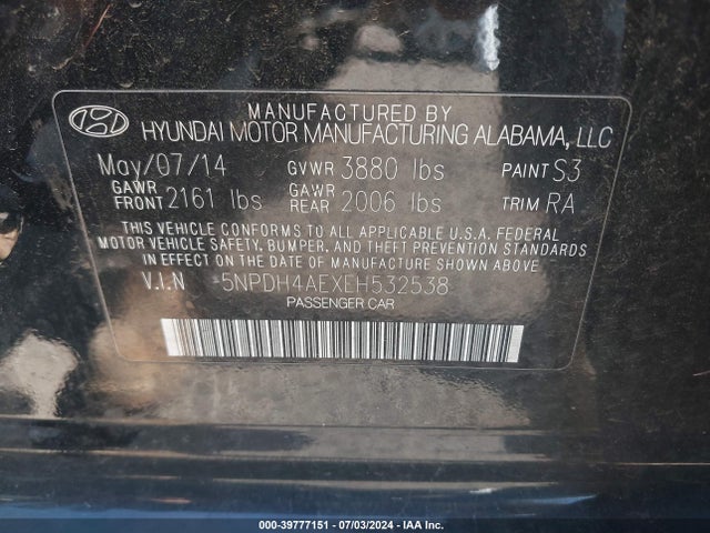 Hyundai ELANTRA SE 2014 5NPDH4AEXEH532538 Image 9