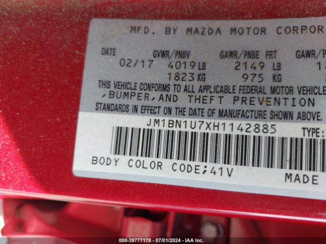 JM1BN1U7XH1142885 Mazda Mazda3 Sport