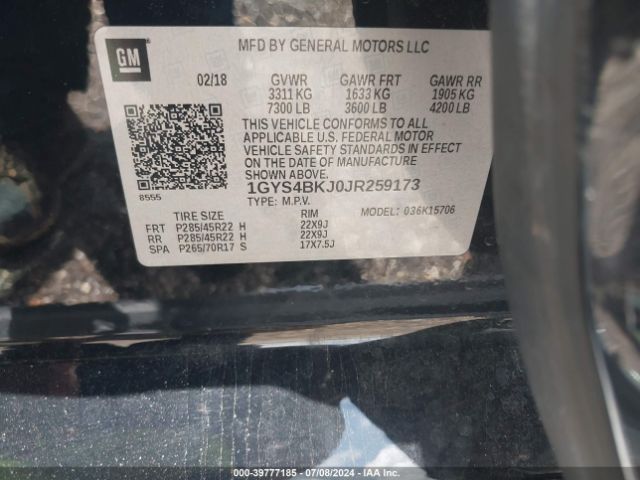 1GYS4BKJ0JR259173 Cadillac Escalade Luxury