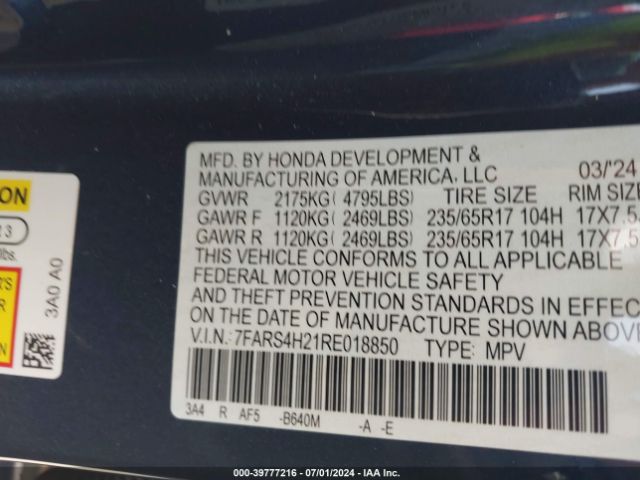 7FARS4H21RE018850 Honda Cr-v Lx Awd
