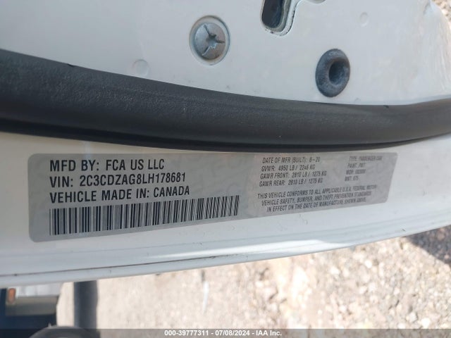 Dodge Challenger Sxt 2020 2C3CDZAG8LH178681 Image 9