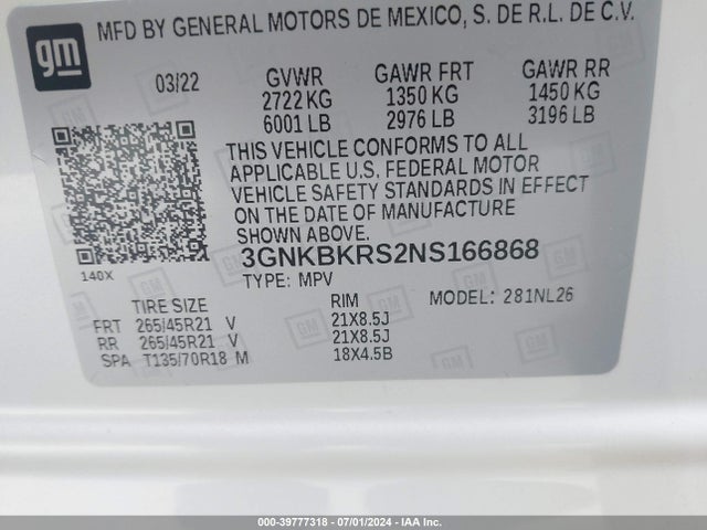 Chevrolet Blazer Awd Rs 2022 3GNKBKRS2NS166868 Image 9