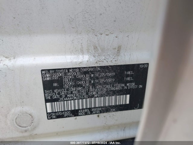 Toyota Venza Xle 2021 JTEAAAAH3MJ016782 Image 9