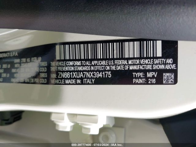 ZN661XUA7NX394175 Maserati Levante Gt