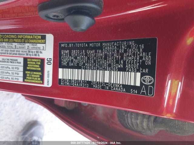 Toyota COROLLA LE 2017 2T1BURHE3HC786265 Image 9