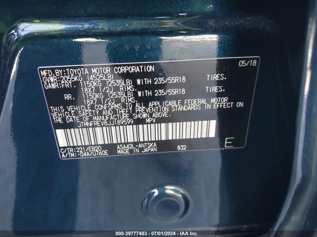 Toyota RAV4 SE 2018 JTMNFREV8JJ189599 Image 9