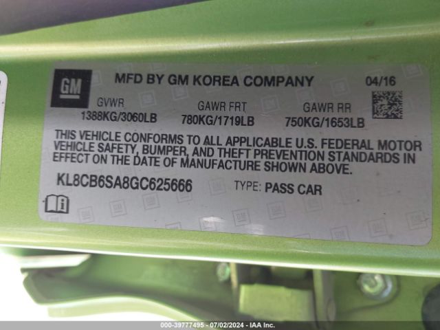 KL8CB6SA8GC625666 Chevrolet Spark Ls Cvt