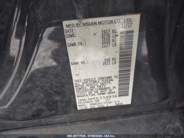 Nissan Altima 2.5 Sr 2018 1N4AL3AP4JC154936 Image 9