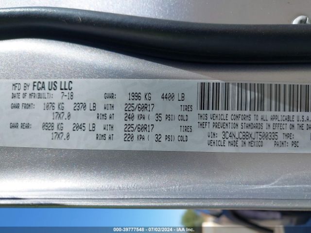 3C4NJCBBXJT500335 Jeep Compass Sun And Wheel Fwd