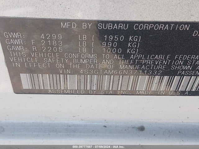 4S3GTAM66N3711332 Subaru Impreza Sport 5-door