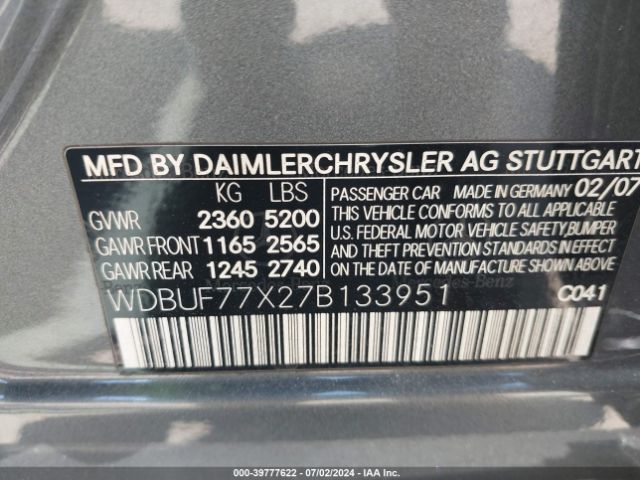 2007 MERCEDES-BENZ E 63 AMG WDBUF77X27B133951 Photo 8